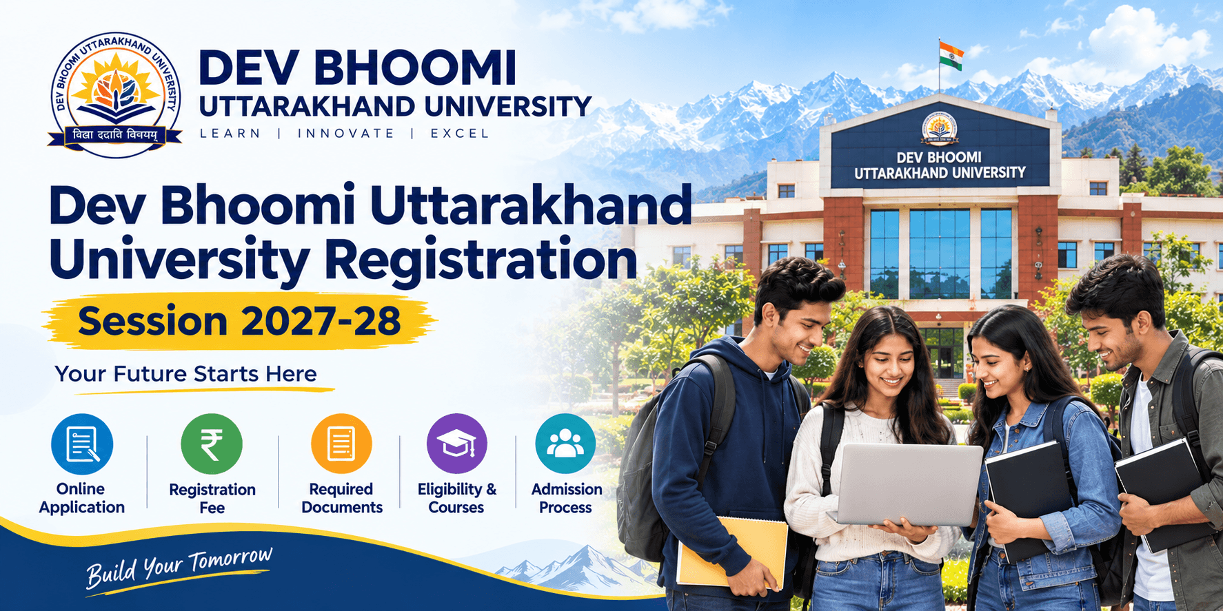 Dev Bhoomi Uttarakhand University registration 2026-27 online application form admission process fees and documents